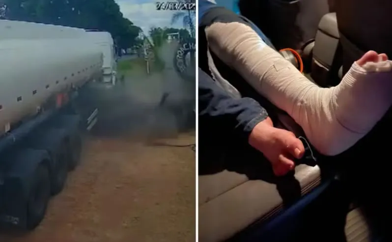 Borracheiro arremessado após pneu de carreta explodir pensa em deixar a profissão e está traumatizado, diz família