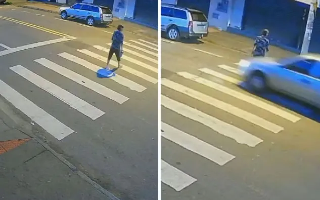 Idosa é atropelada quando terminava de atravessar a faixa de pedestre; vídeo forte