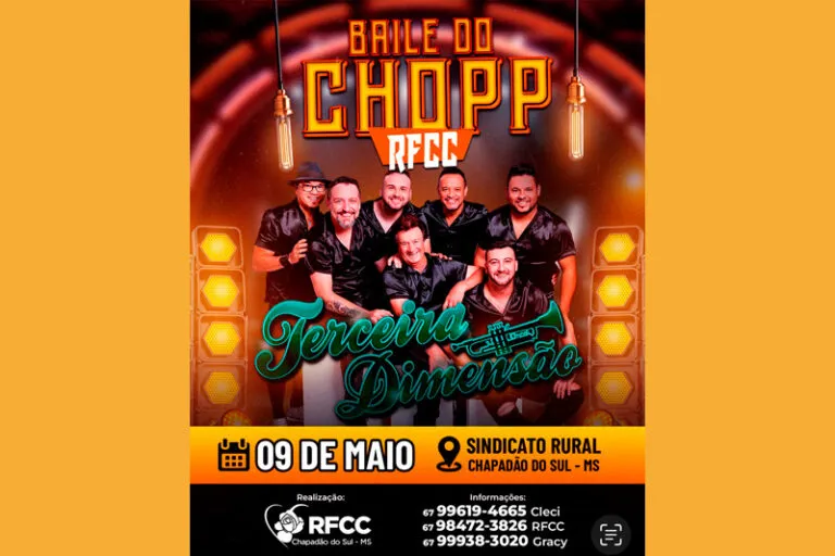 Sexta-feira 09 de maio ocorre o 1º Baile do Chopp da RFCC de Chapadão do Sul