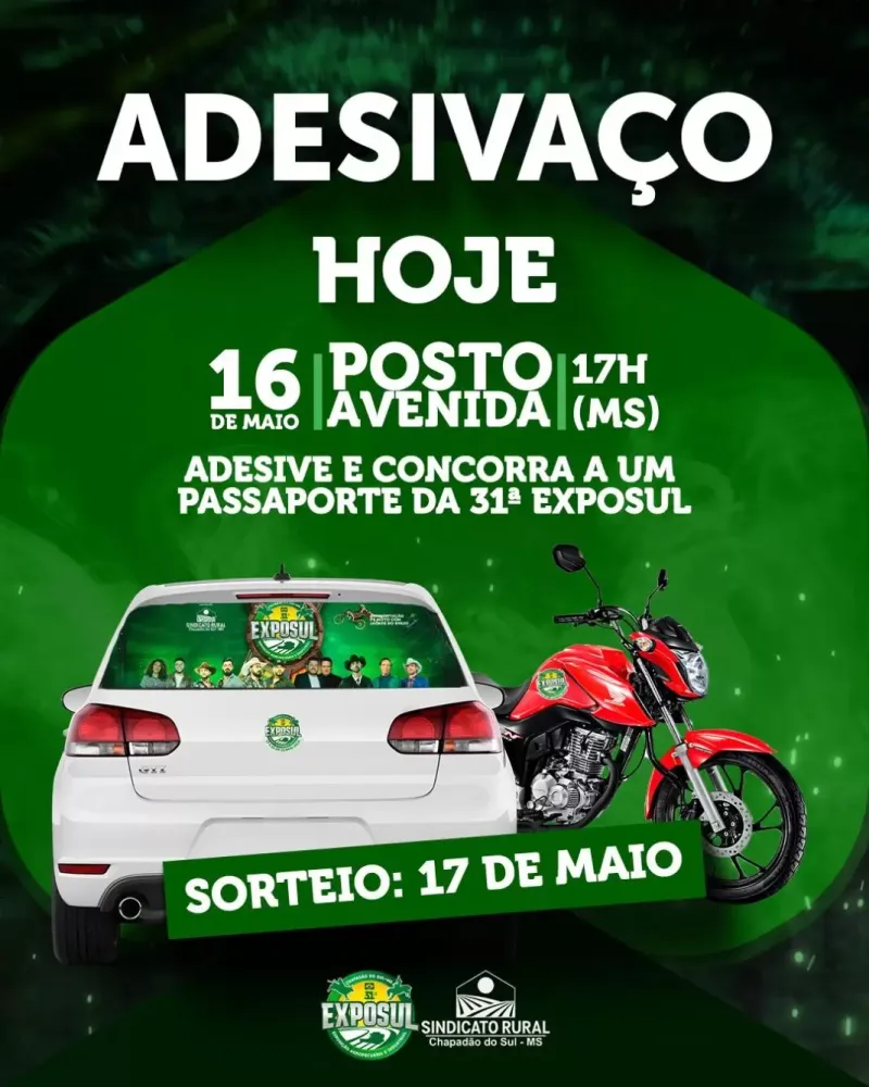 Hoje tem Adesivaço da EXPOSUL: entre no clima da festa e ainda concorra a um passaporte!