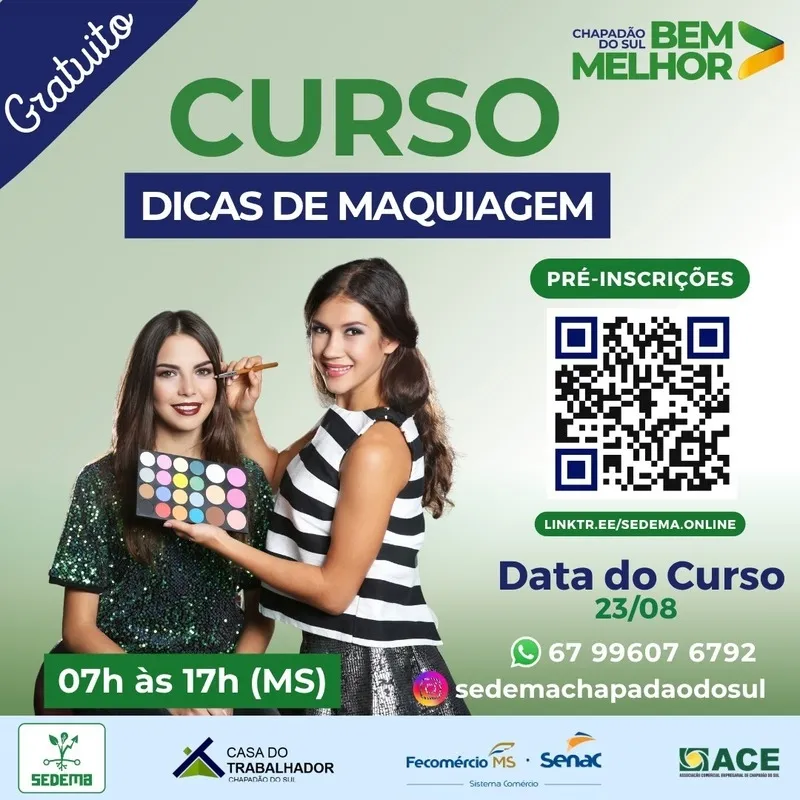 Prefeitura oferece curso gratuito de maquiagem em parceria com SENAC - MS