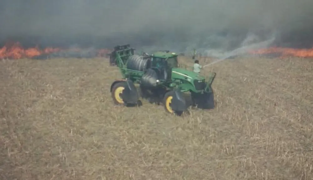 Grande incêndio atinge canavial da Fazenda SLC e mobiliza equipes de combate
