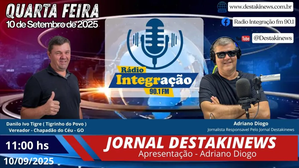 Danilo Tigrinho do Povo estará no jornal Destakinews nesta quarta feira 10 de setembro de 2025 as 11hs