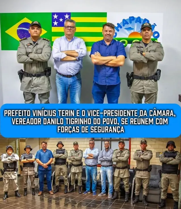 Prefeito Vinícius Terin e o vice-presidente da Câmara, vereador Danilo Tigrinho do Povo, se reúnem com forças de segurança