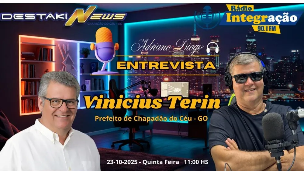 Prefeito Vinícius Terin fala sobre obras, arrecadação e futuro de Chapadão do Céu no programa Adriano Diogo Entrevista