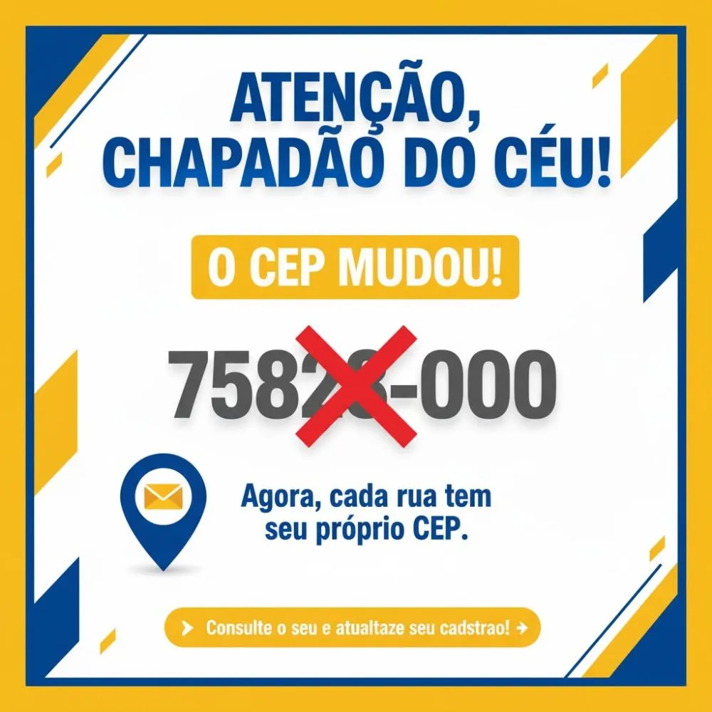 Adeus, 75828-000! Chapadão do Céu agora tem CEP por rua; consulte o seu