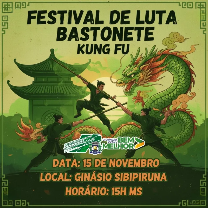 Ginásio Sibipiruna terá Festival de Luta Bastonete Kung Fu neste sábado
