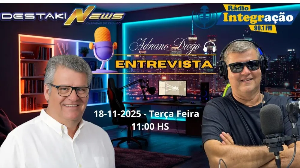 O prefeito de Chapadão do Céu Vinicius Terin esteve no Jornal Destakinews, no quadro Adriano Diogo Entrevista