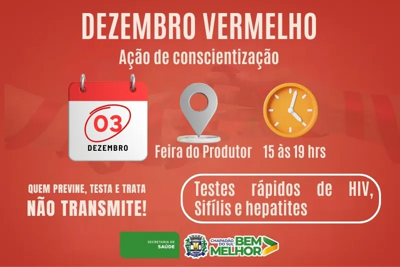 Dezembro vermelho: Ação nesta quarta-feira, 03, destaca importância da prevenção e cuidado