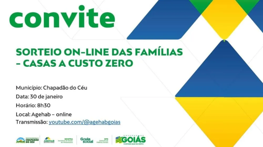Dia 30 de janeiro será realizado o sorteio das Casas a Custo Zero em Chapadão do Céu