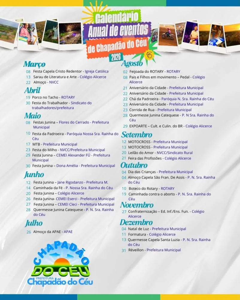 Chapadão do Céu já tem Calendário Oficial de Eventos 2026!