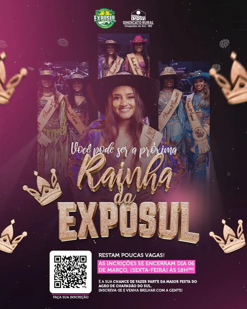 Inscrições para Rainha da 32ª EXPOSUL entram na reta final