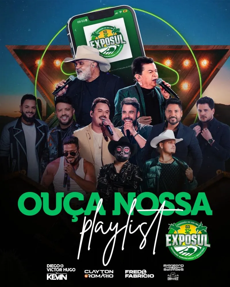 EXPOSUL 2026 lança playlist oficial com sucessos das atrações confirmadas!