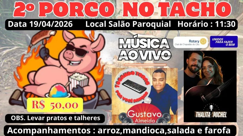 Rotary Club de Chapadão do Céu realiza Pit Stop e convida população para o tradicional Porco no Tacho