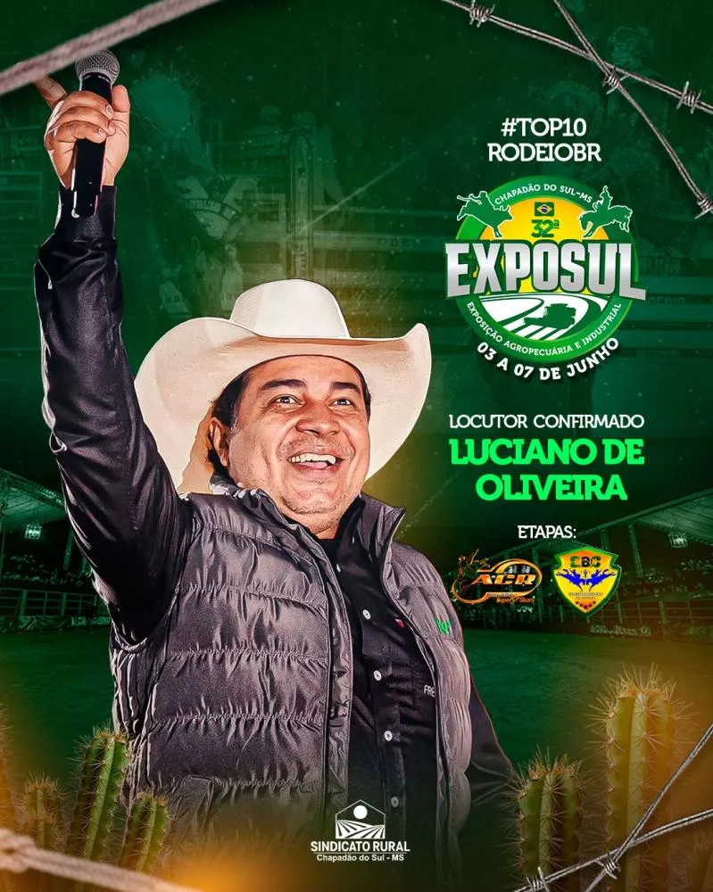 32ª EXPOSUL confirma Luciano de Oliveira como um dos locutores do rodeio