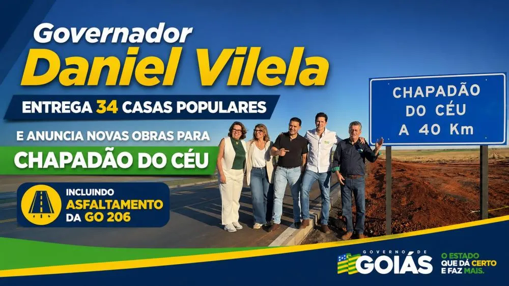 Governador Daniel Vilela entrega 34 casas populares e anuncia novas obras para Chapadão do Céu