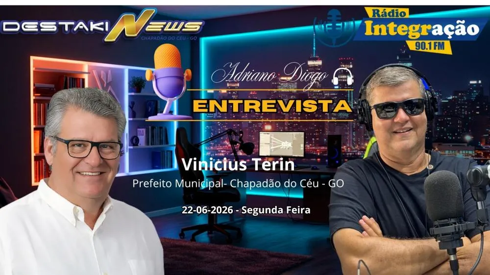 Prefeito Vinicius Terin participa do quadro “Adriano Diogo Entrevista” e aborda desafios e projetos para Chapadão do Céu