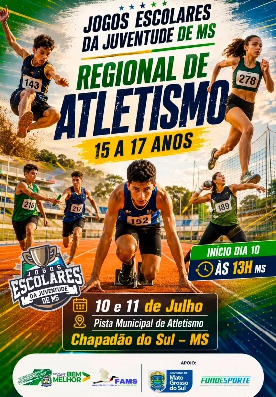 Etapa regional dos Jogos Escolares da Juventude começa nesta sexta-feira (10) em Chapadão do Sul
