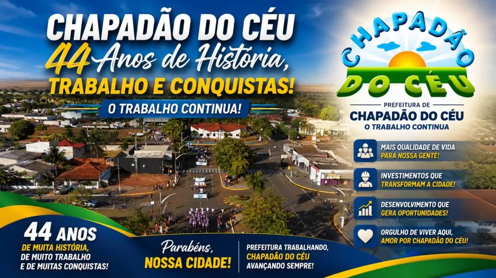 Desfile Cívico dos 44 anos de Chapadão do Céu movimenta a cidade e reúne a comunidade O no dia 21 de agosto de 2026 
