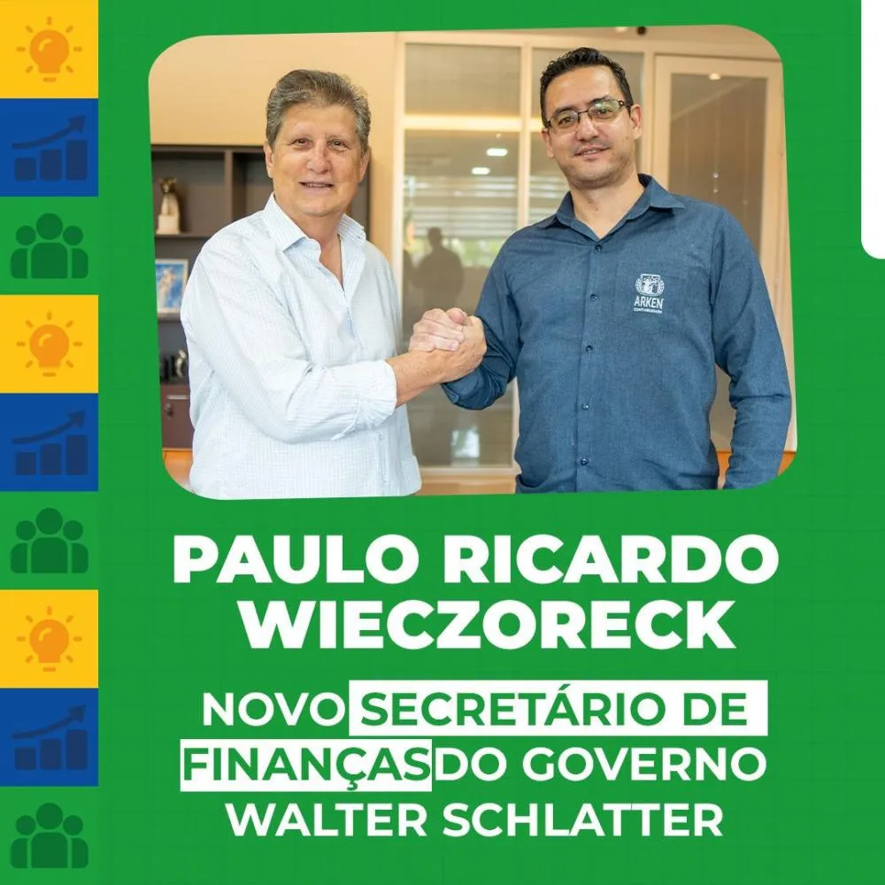 Walter Schlatter Anuncia Paulo Ricardo Wieczorek como Novo Secretário de Finanças de Chapadão do Sul