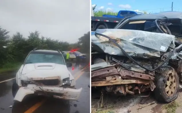 Jovens morrem em acidente após carro bater em caminhonete e sair da pista em rodovia de Goiás